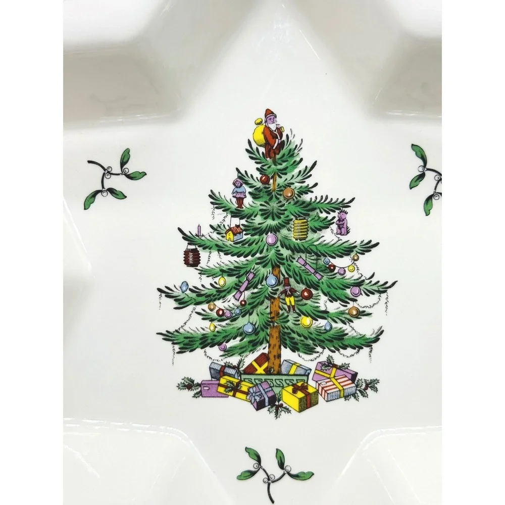 Spode Christmas Tree Star Serving Dish Holiday England S3324 A0 12 inch